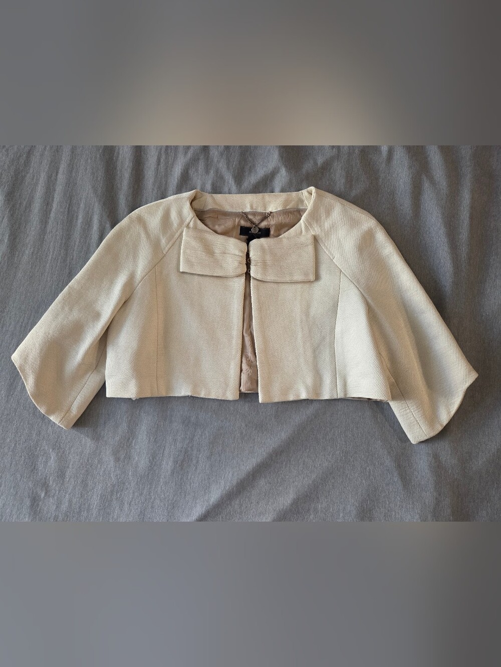 Mango MNG SUIT Cropped Cream Structured Blazer